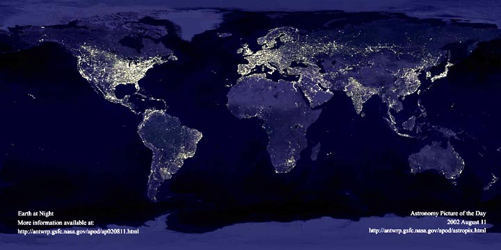 world map with lights